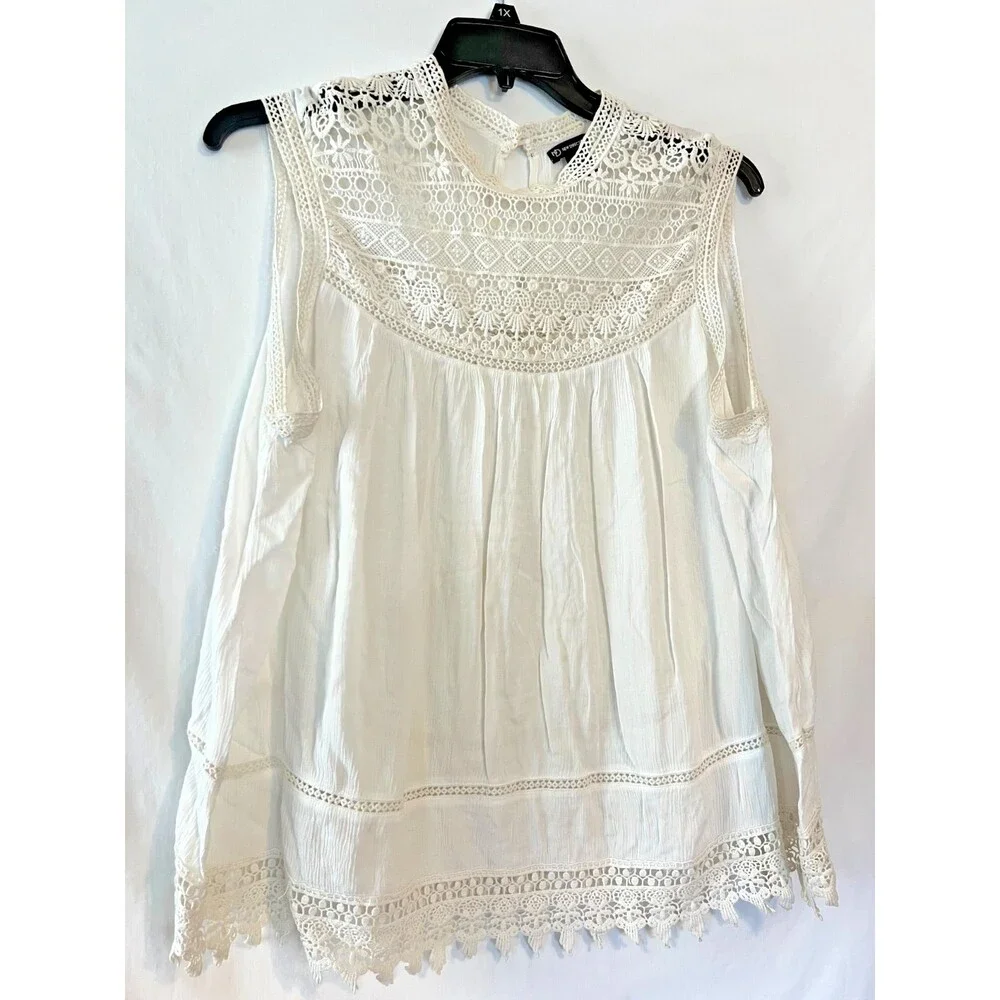 New Directions Women's Crocheted Ivory Dressy Tank Size XL - Picture 1 of 8